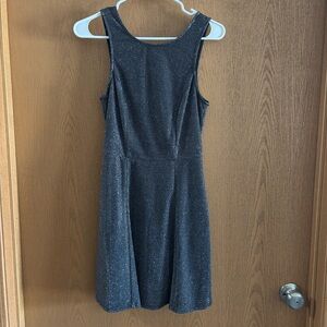 Speechless Juniors Dress - Grey, Sparkly - Size Small - Skater, Tie Back